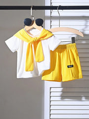 2pcs Boys Shoulder-Tie Tee & Shorts Set - Buttercup | 21 Century Kids