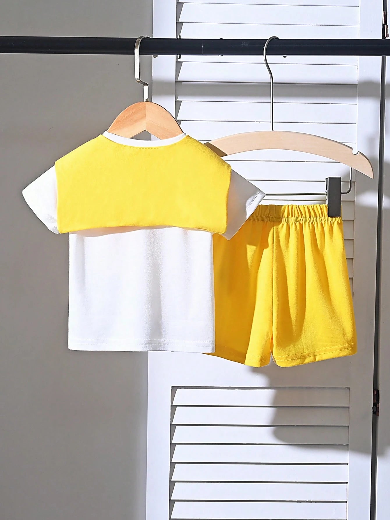 2pcs Boys Shoulder-Tie Tee & Shorts Set - Buttercup | 21 Century Kids