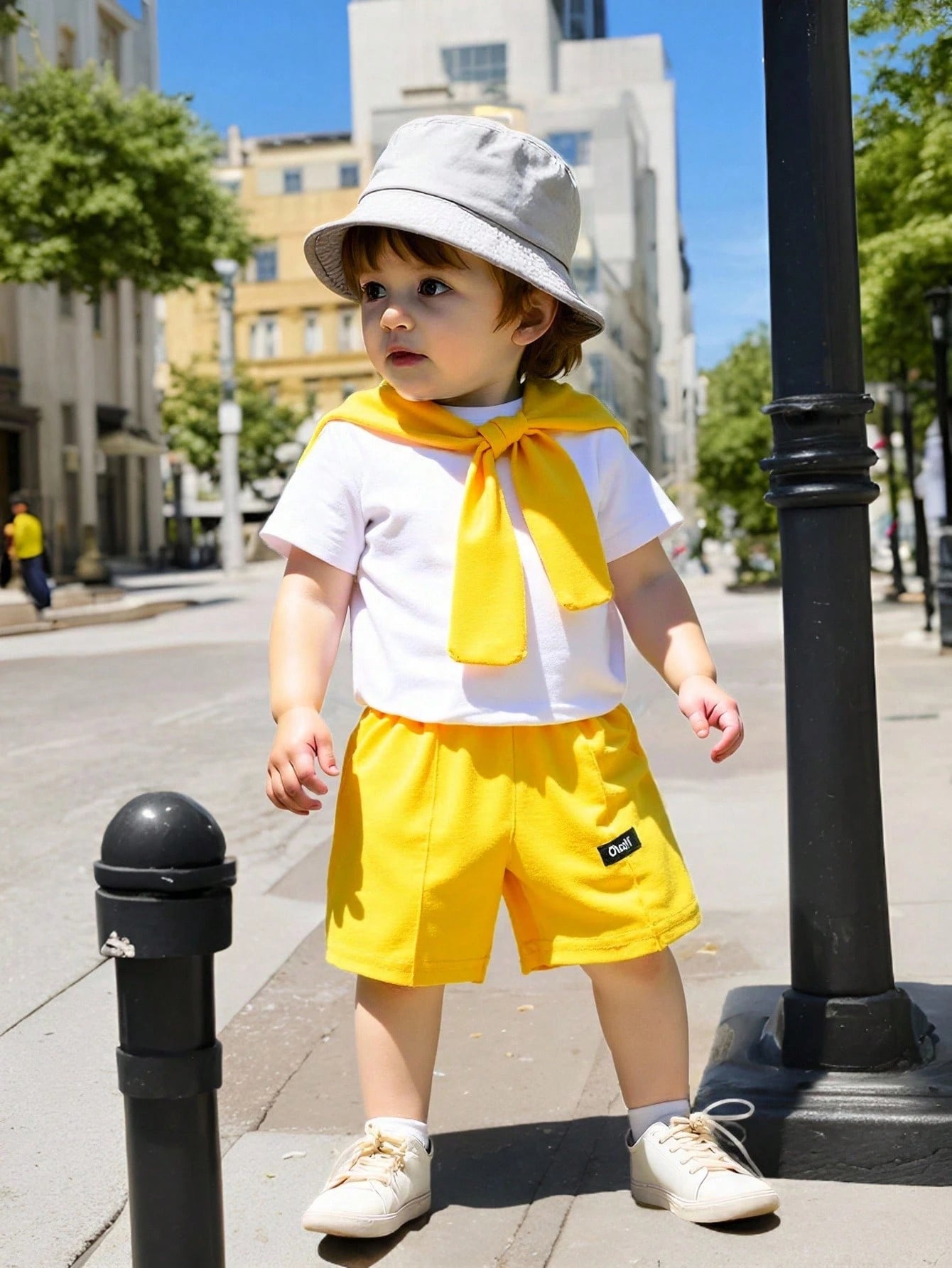 2pcs Boys Shoulder-Tie Tee & Shorts Set - Buttercup | 21 Century Kids