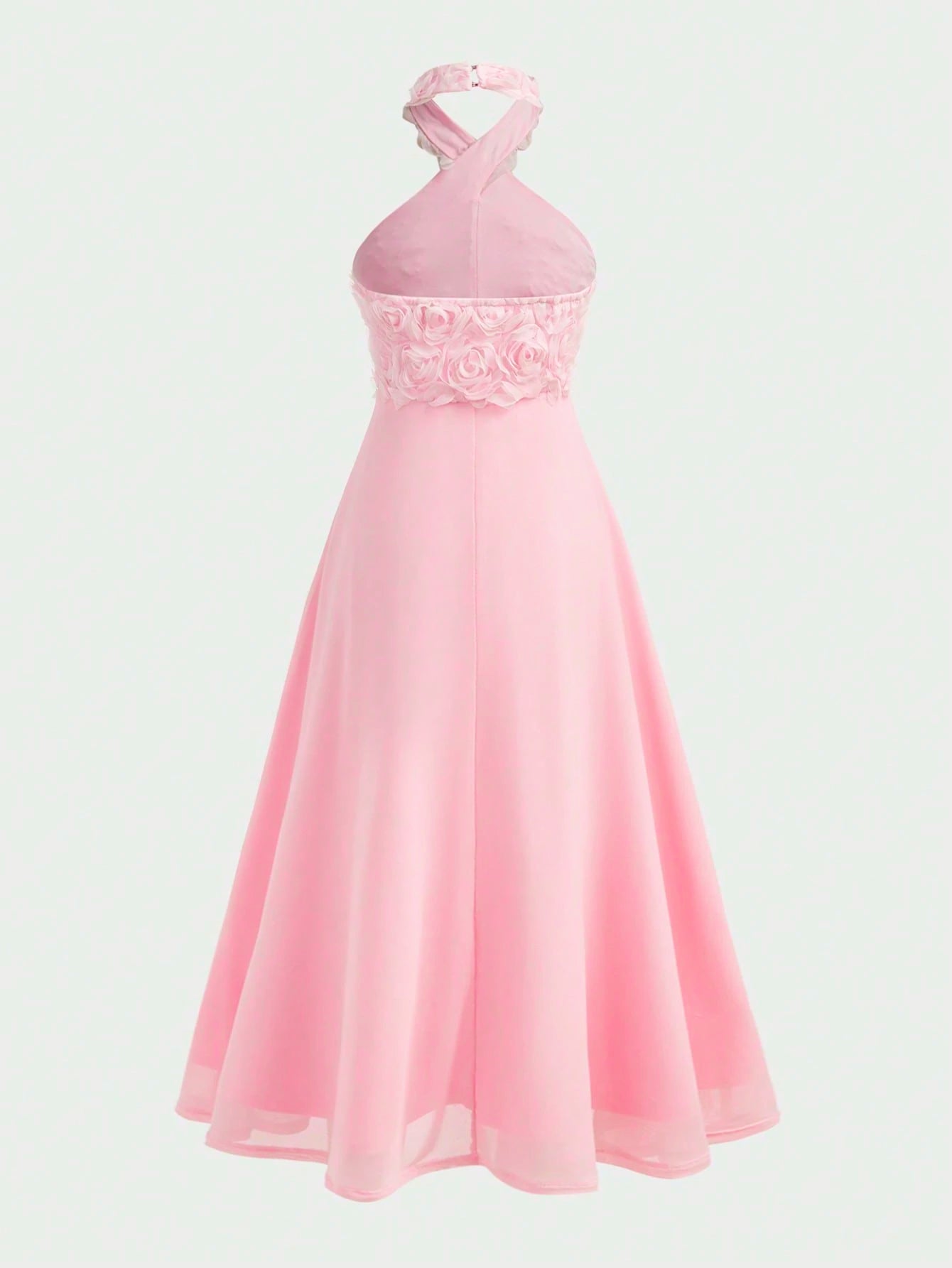 Big Girls 3D Rosette Halter Chiffon Maxi Dress - Blush | 21 Century...