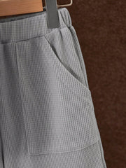 2pcs Big Boys Waffle Knit Ringer Tee & Bermuda Shorts Set - Slate |...