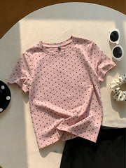 2pcs Little Girls Polka Dot Tee & Ruffle Shorts Set - Blush | 21 Ce...