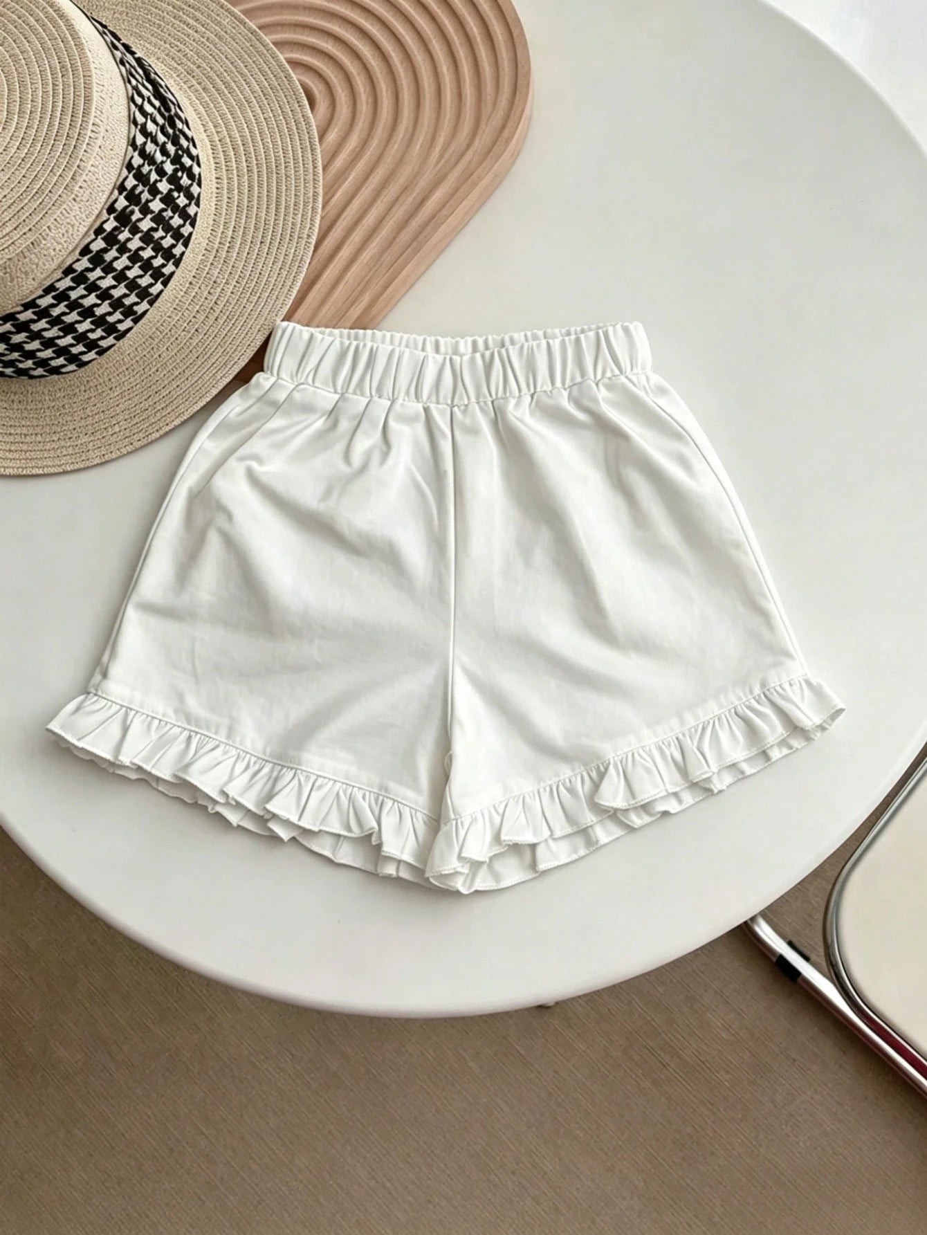 2pcs Little Girls Polka Dot Tee & Ruffle Shorts Set - Blush | 21 Ce...