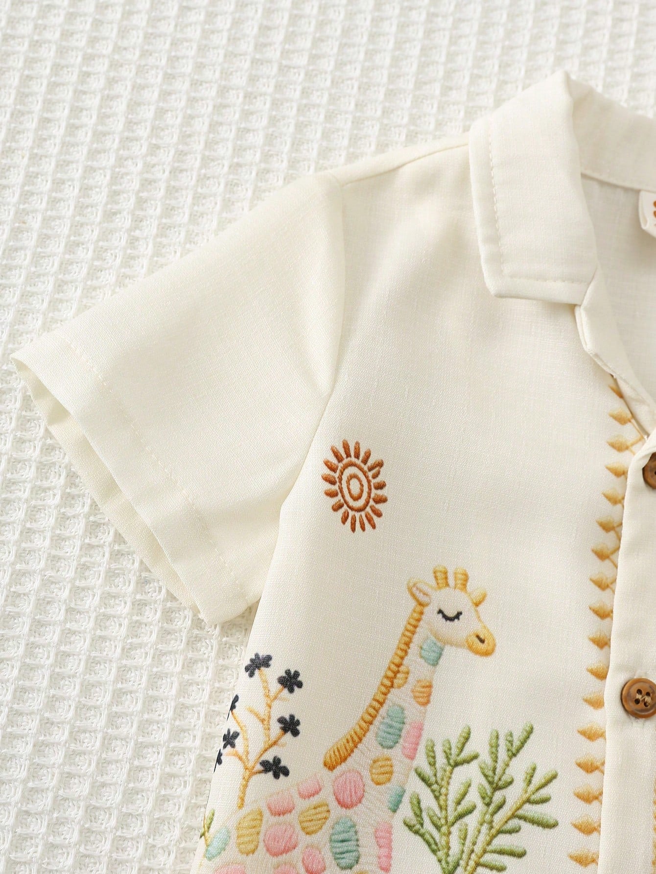 2pcs Boys Jungle Embroidered Resort Shirt & Shorts Set - Ecru | 21 ...