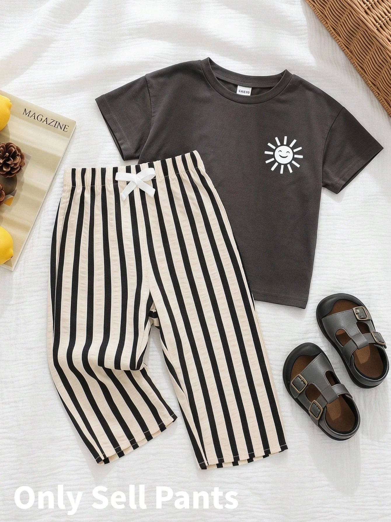 Boys Vertical Stripe Elasticated Waist Trousers - Ecru | 21 Century...