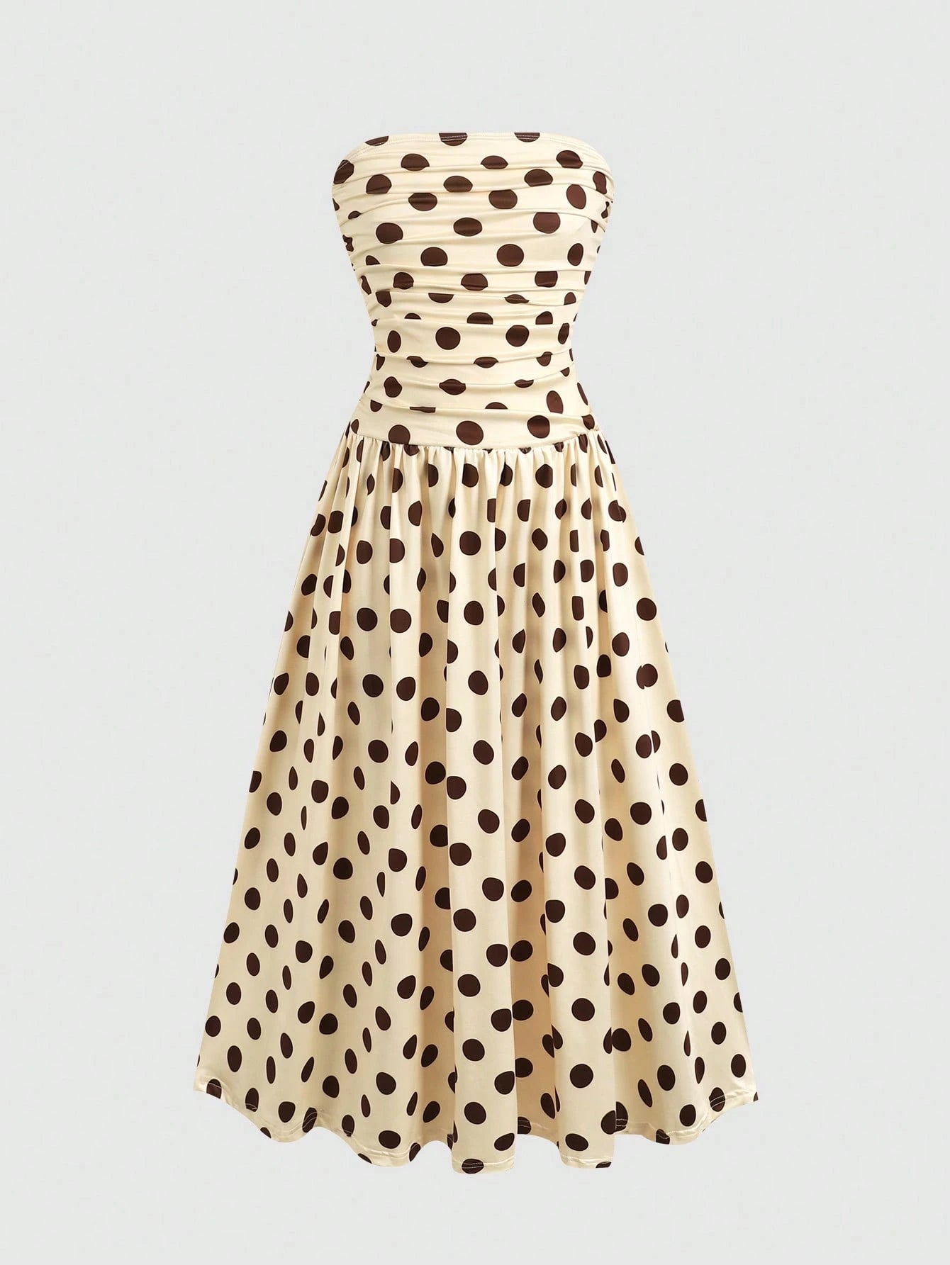 Big Girls Polka Dot Ruched Strapless A-Line Dress - Ecru | 21 Centu...