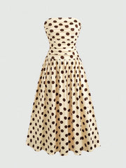 Big Girls Polka Dot Ruched Strapless A-Line Dress - Ecru | 21 Centu...