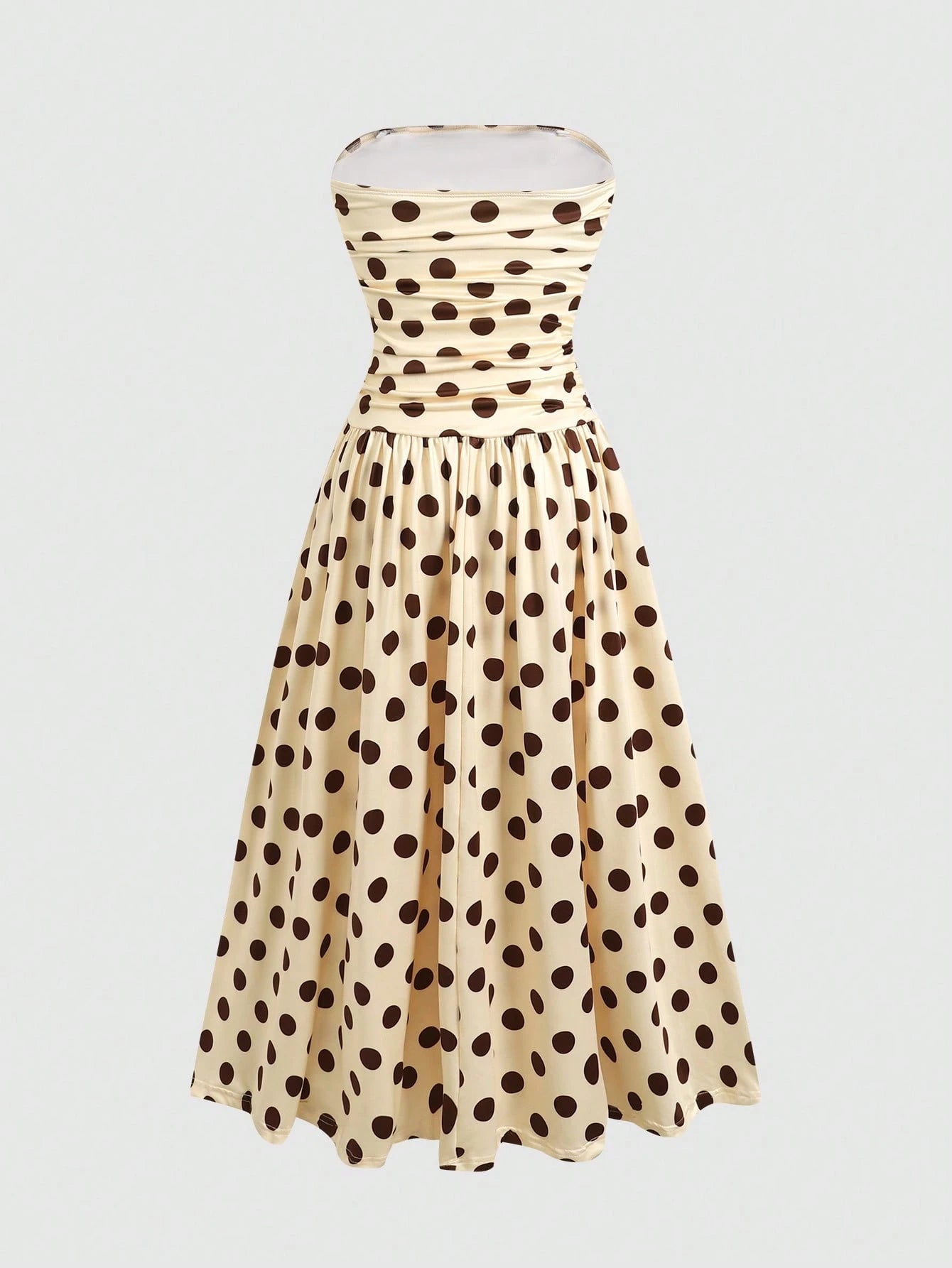 Big Girls Polka Dot Ruched Strapless A-Line Dress - Ecru | 21 Centu...