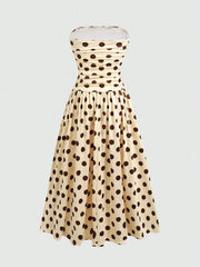 Big Girls Polka Dot Ruched Strapless A-Line Dress - Ecru | 21 Centu...