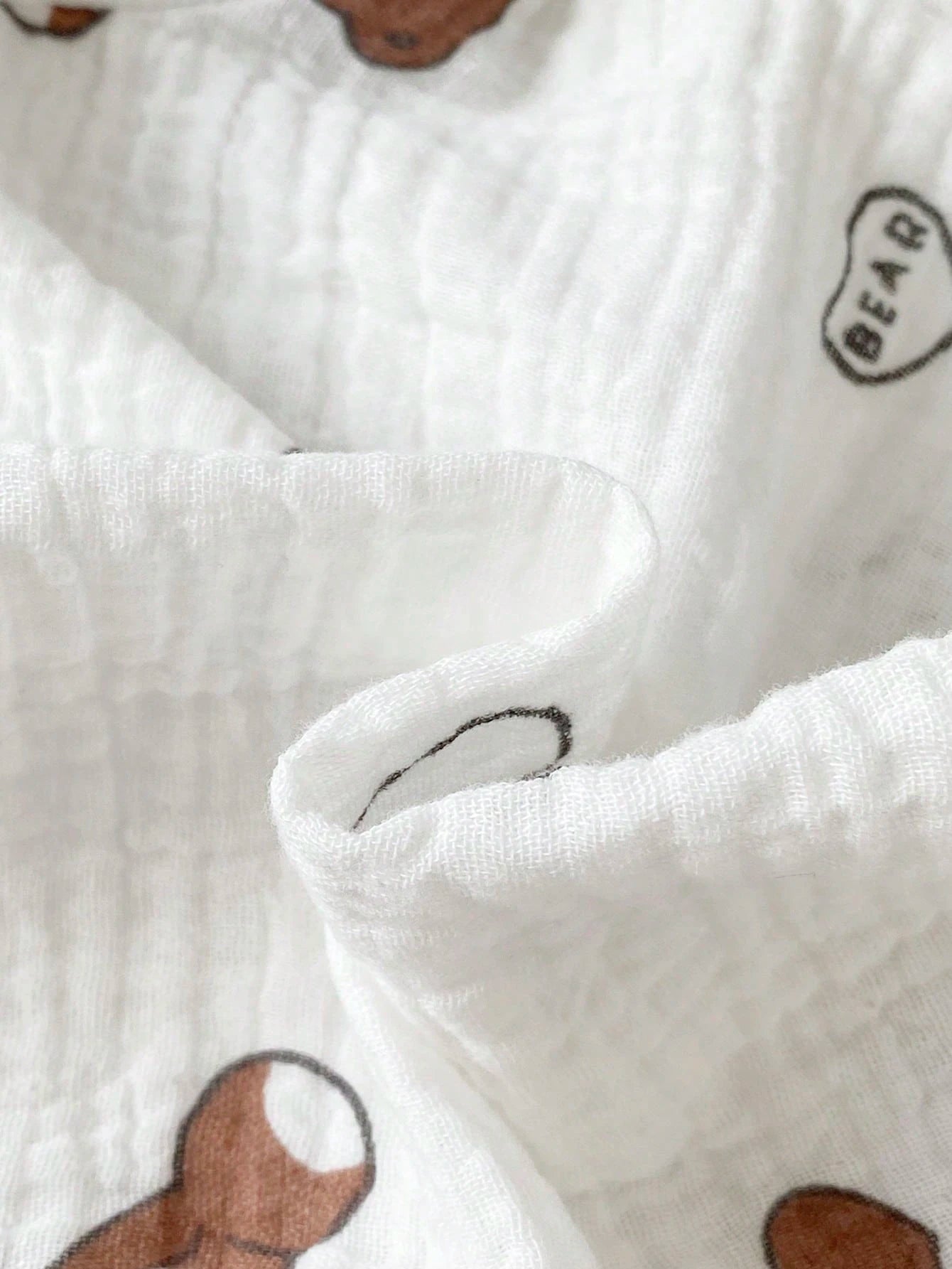2pcs Baby Boys Bear Print Muslin Shirt & Shorts Set - Ivory | 21 Ce...