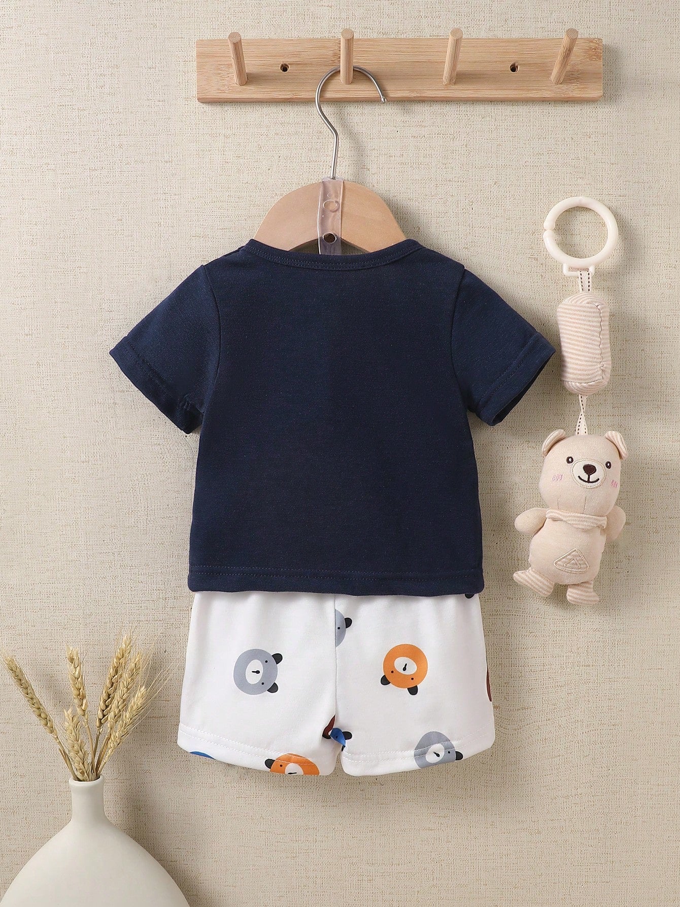 2pcs Baby Boys Bear Appliqué Tee & Shorts Set - Midnight | 21 Centu...