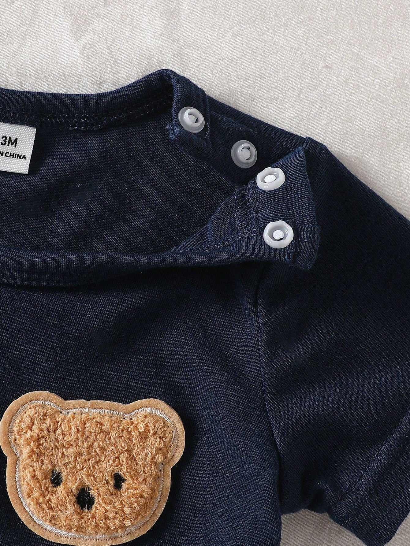 2pcs Baby Boys Bear Appliqué Tee & Shorts Set - Midnight | 21 Centu...