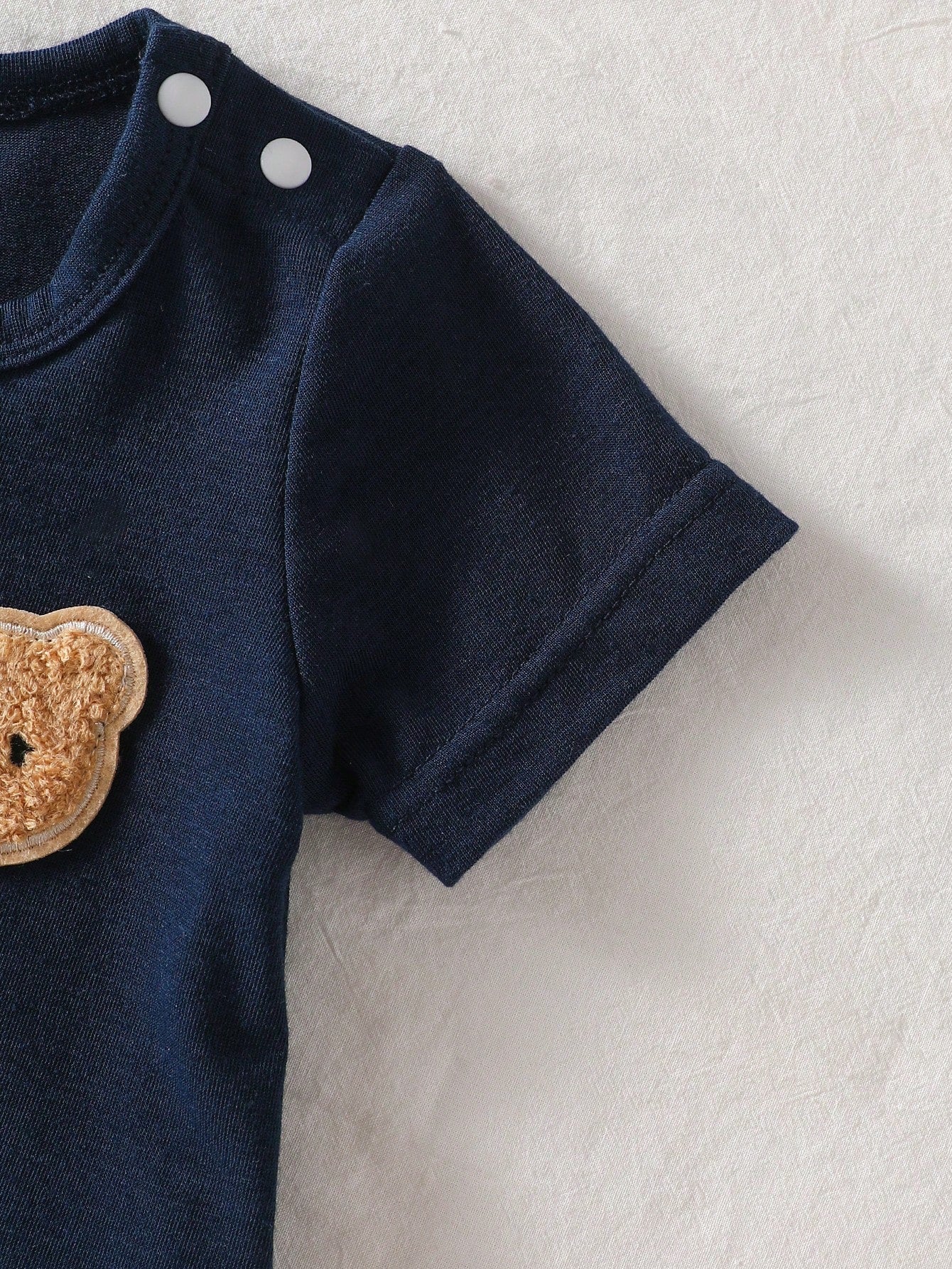 2pcs Baby Boys Bear Appliqué Tee & Shorts Set - Midnight | 21 Centu...