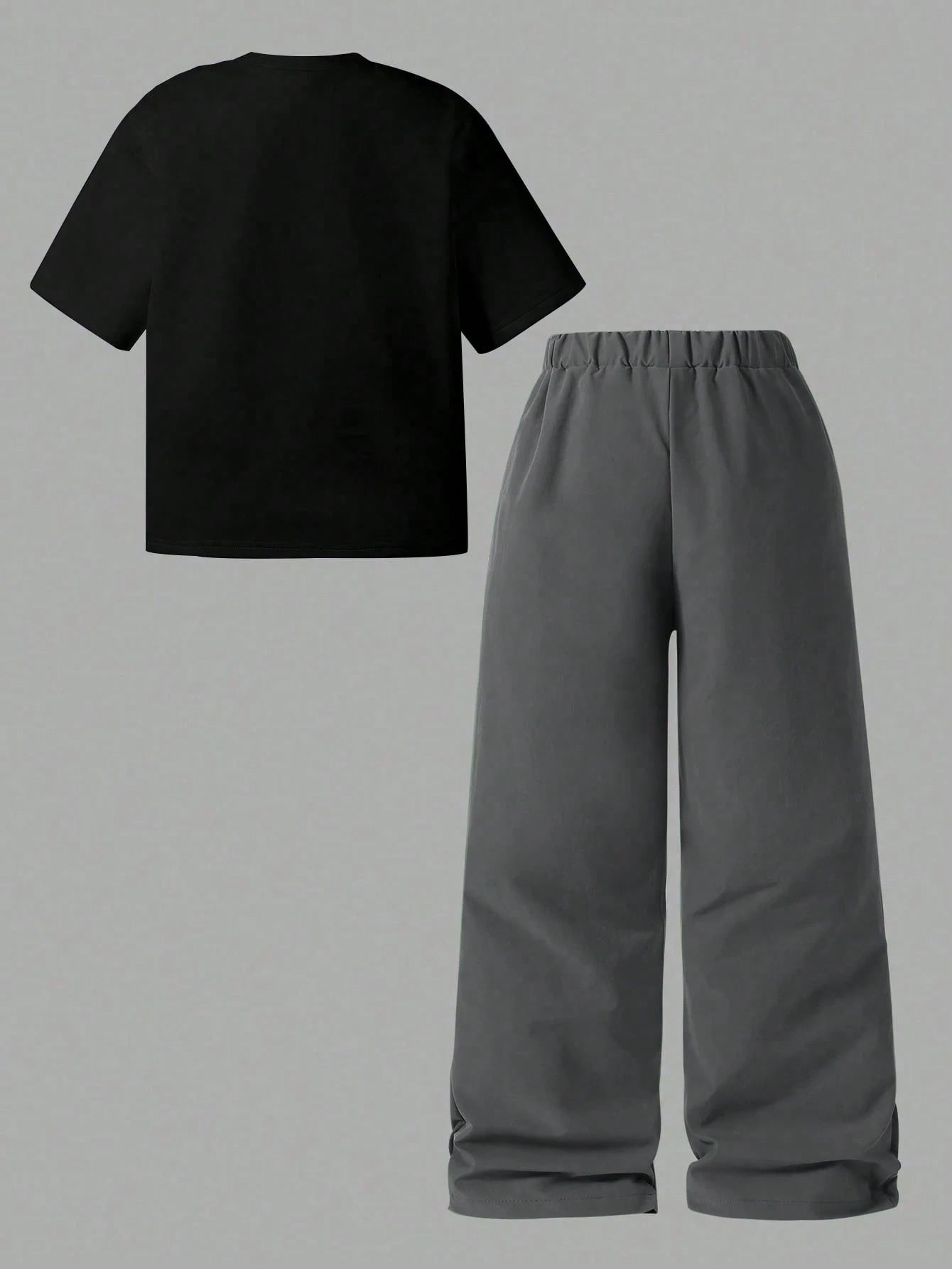 2pcs Big Boys Graffiti Print Tee & Cargo Trousers Set - Onyx | 21 C...