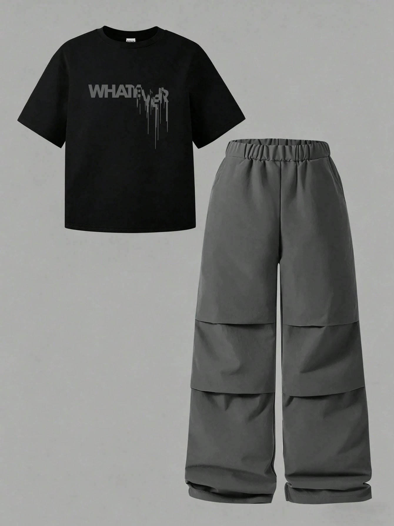 2pcs Big Boys Graffiti Print Tee & Cargo Trousers Set - Onyx | 21 C...