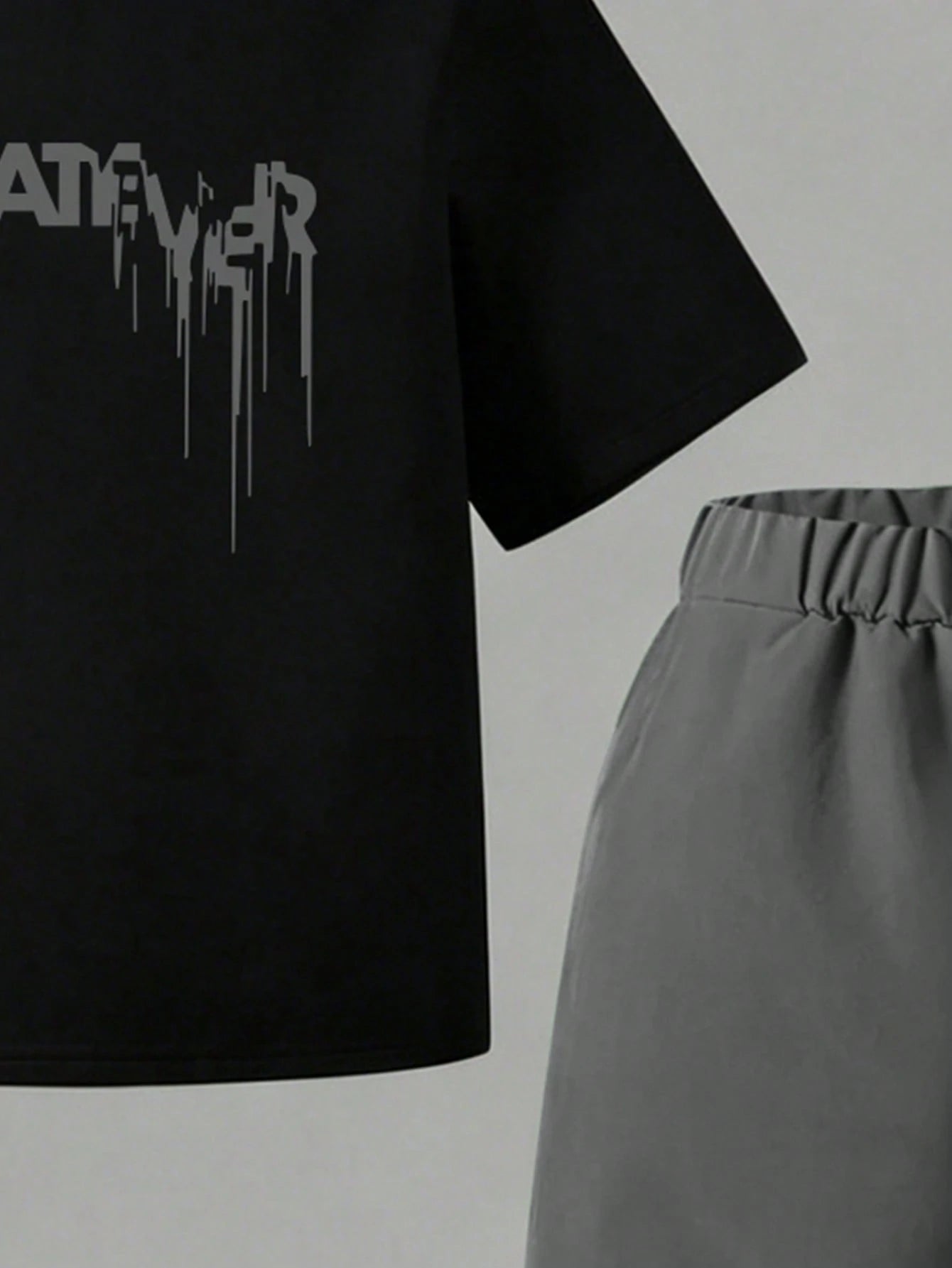 2pcs Big Boys Graffiti Print Tee & Cargo Trousers Set - Onyx | 21 C...