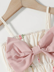 Girls Tulip Print Bow-Front Cami Romper - Ivory | 21 Century Kids