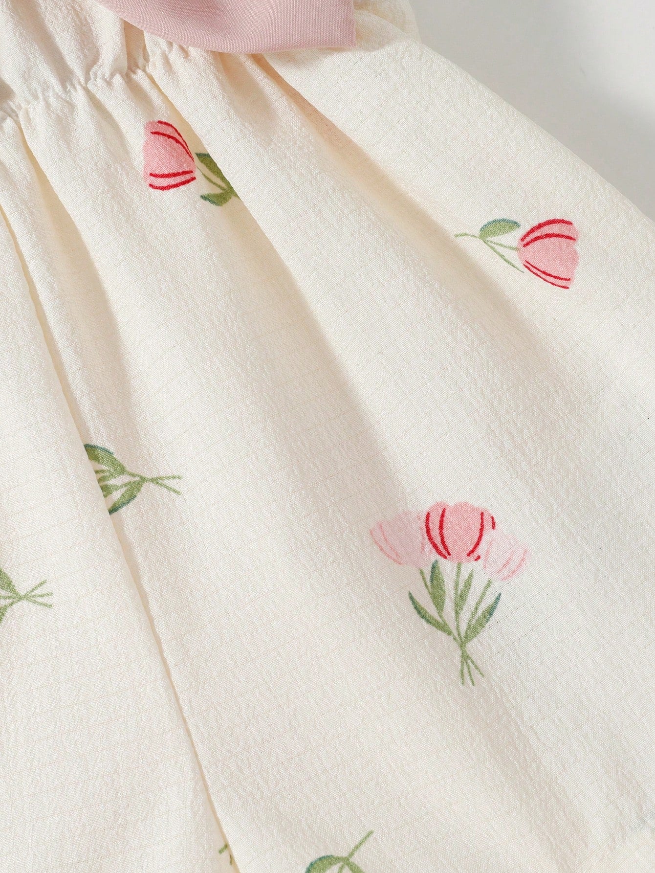 Girls Tulip Print Bow-Front Cami Romper - Ivory | 21 Century Kids