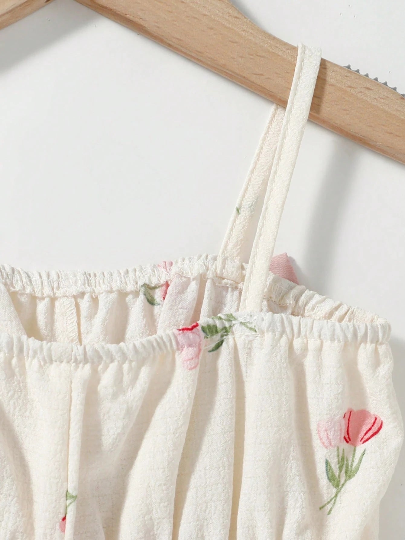 Girls Tulip Print Bow-Front Cami Romper - Ivory | 21 Century Kids