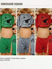 2pcs Little Boys Dinosaur Print Hoodie Vest & Shorts Set - Fern