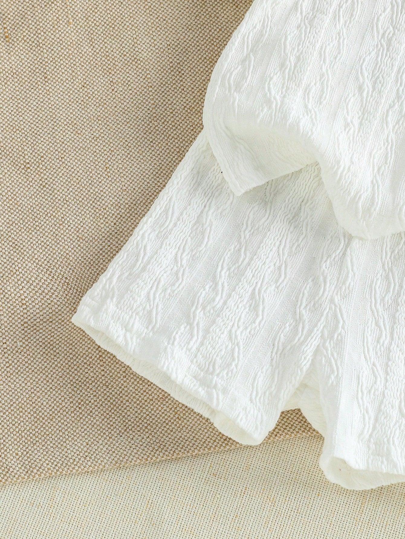 Boys Textured Knit Polo Collar Shirt & Shorts Set - Ivory
