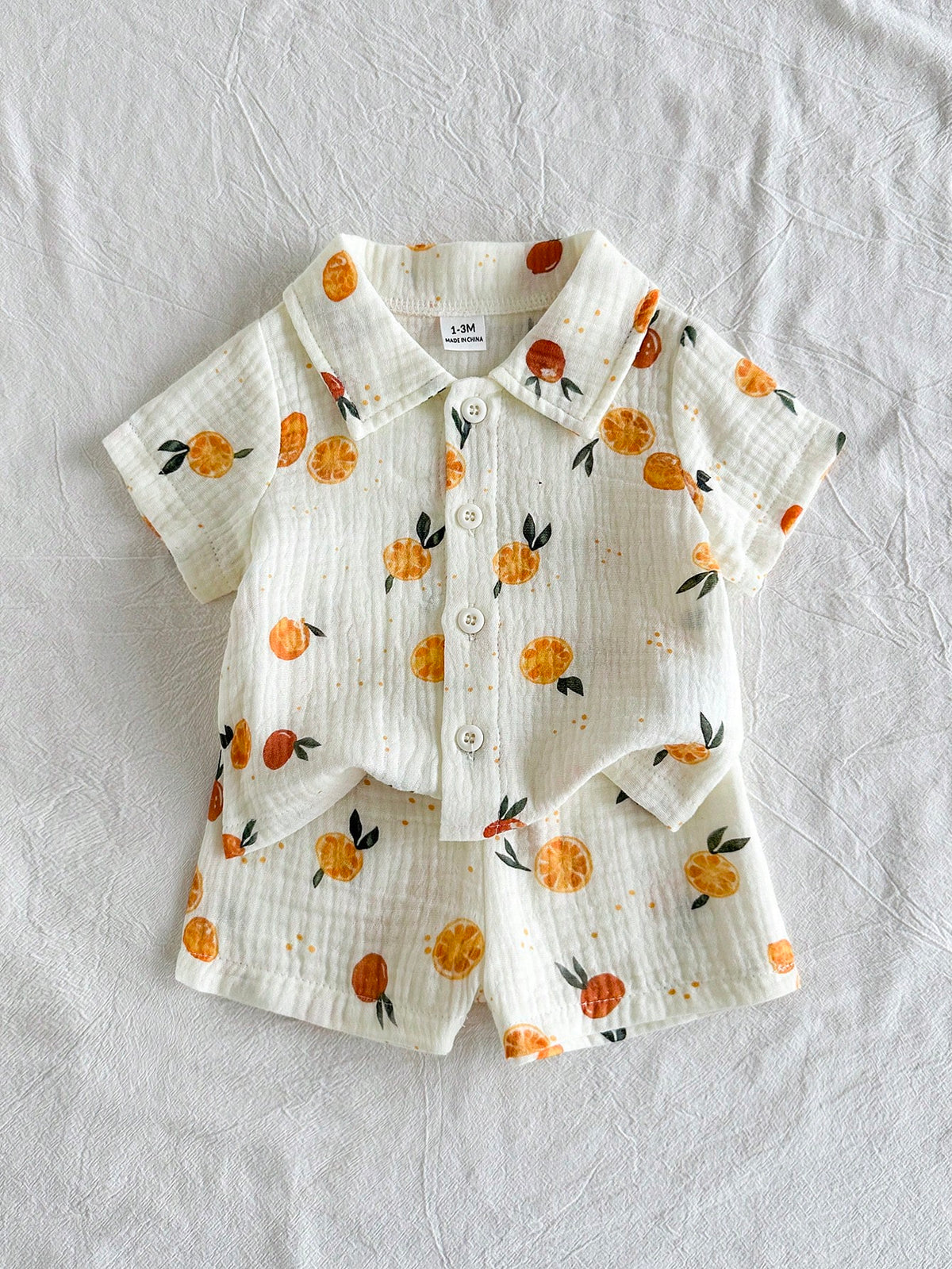 2pcs Baby Boys Citrus Print Shirt & Shorts Set - Ivory | 21 Century...