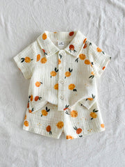 2pcs Baby Boys Citrus Print Shirt & Shorts Set - Ivory | 21 Century...