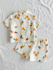 2pcs Baby Boys Citrus Print Shirt & Shorts Set - Ivory | 21 Century...