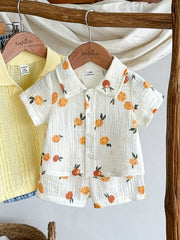 2pcs Baby Boys Citrus Print Shirt & Shorts Set - Ivory | 21 Century...