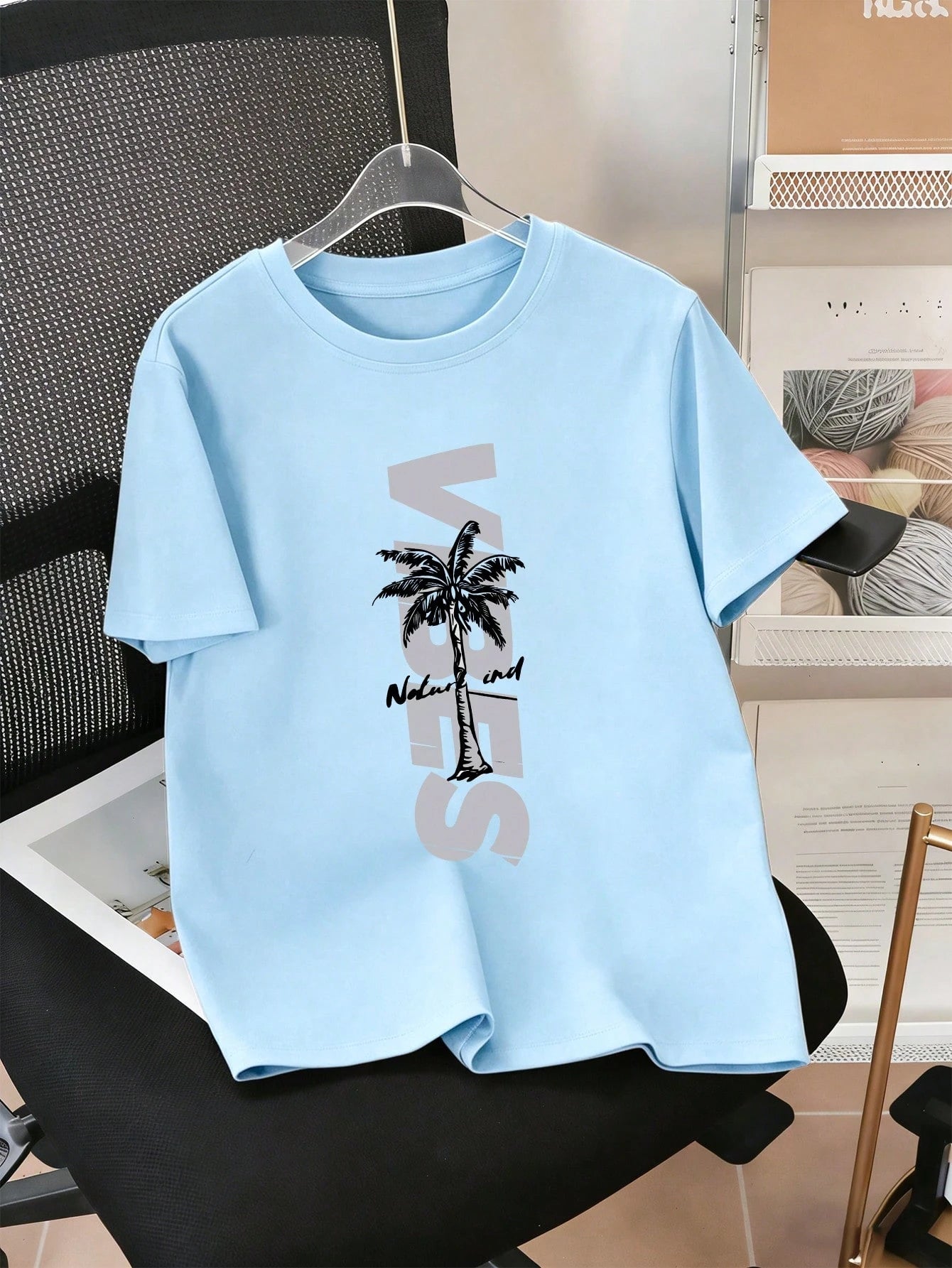 2pcs Boys Palm Print Graphic Tee & Shorts Set - Cerulean | 21 Centu...