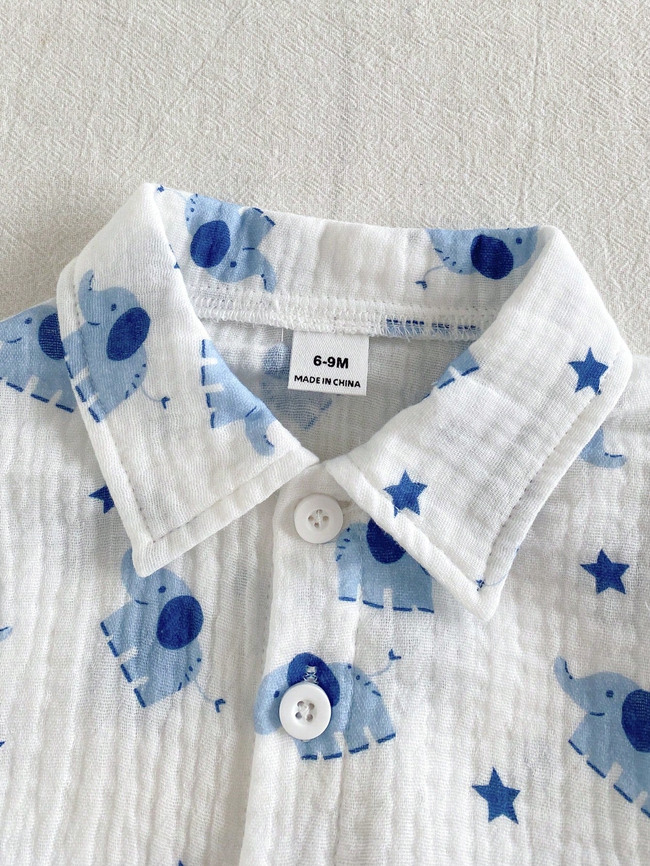2pcs Boys Elephant Print Muslin Shirt & Shorts Set - Ivory | 21 Cen...