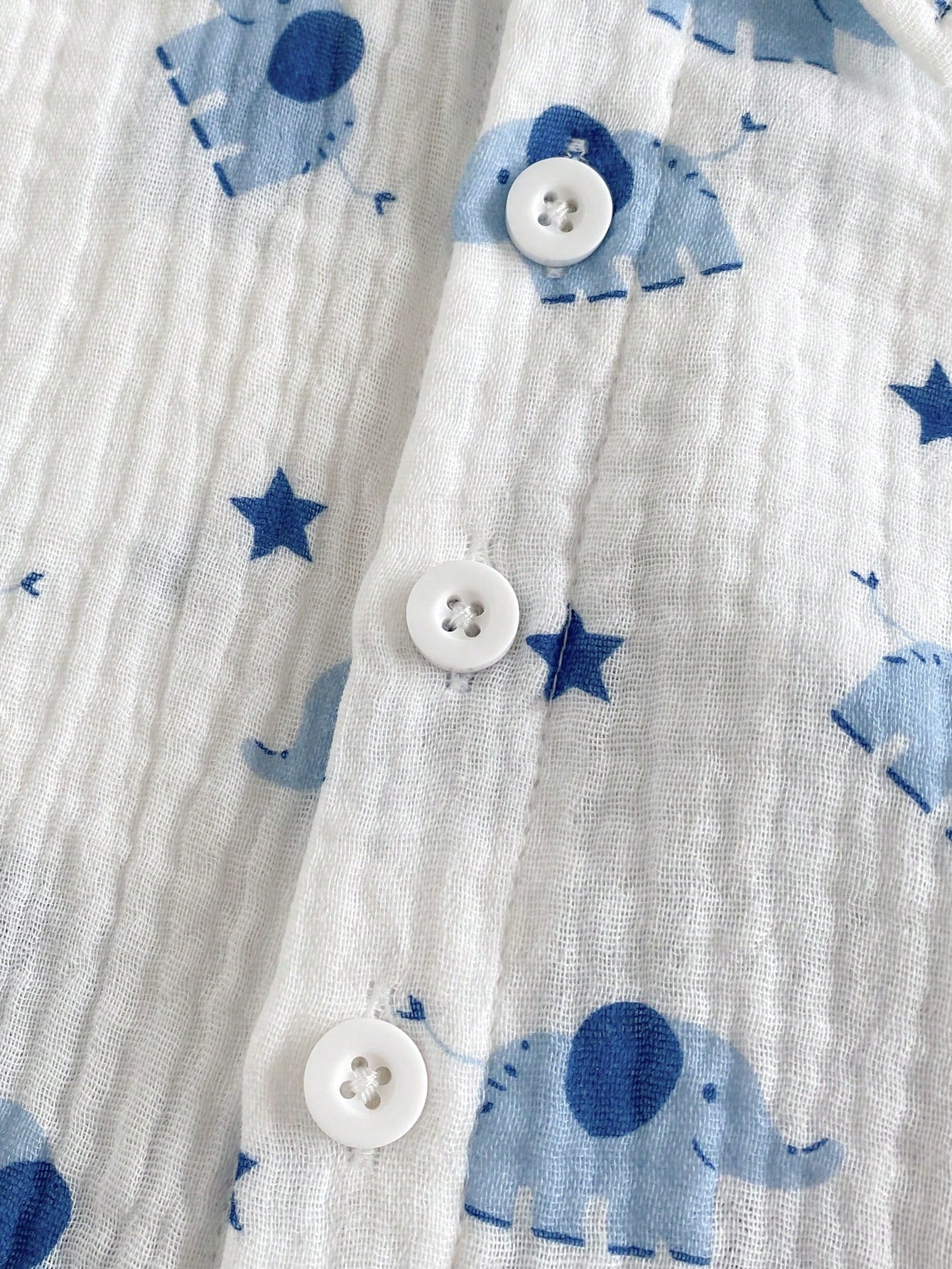 2pcs Boys Elephant Print Muslin Shirt & Shorts Set - Ivory | 21 Cen...