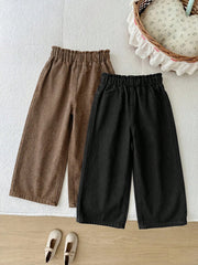 2pcs Little Girls Wide-Leg Denim Jeans Set - Wenge | 21 Century Kids