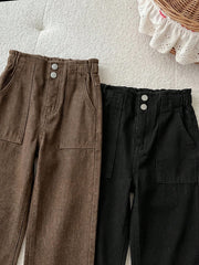 2pcs Little Girls Wide-Leg Denim Jeans Set - Wenge | 21 Century Kids