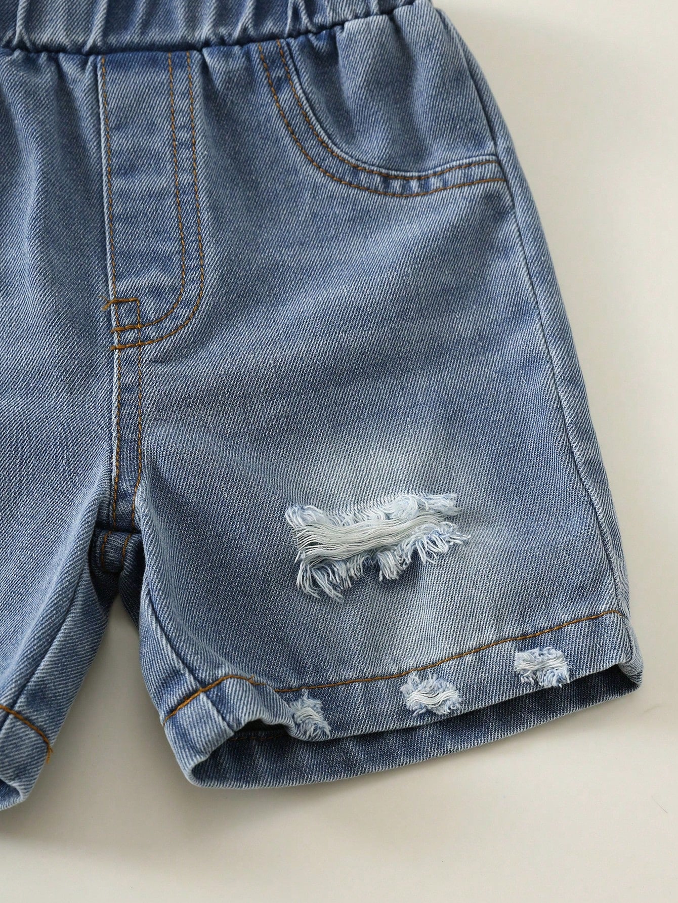 2pcs Boys Mama's Boy Tank Top & Distressed Denim Shorts - Slate | 2...