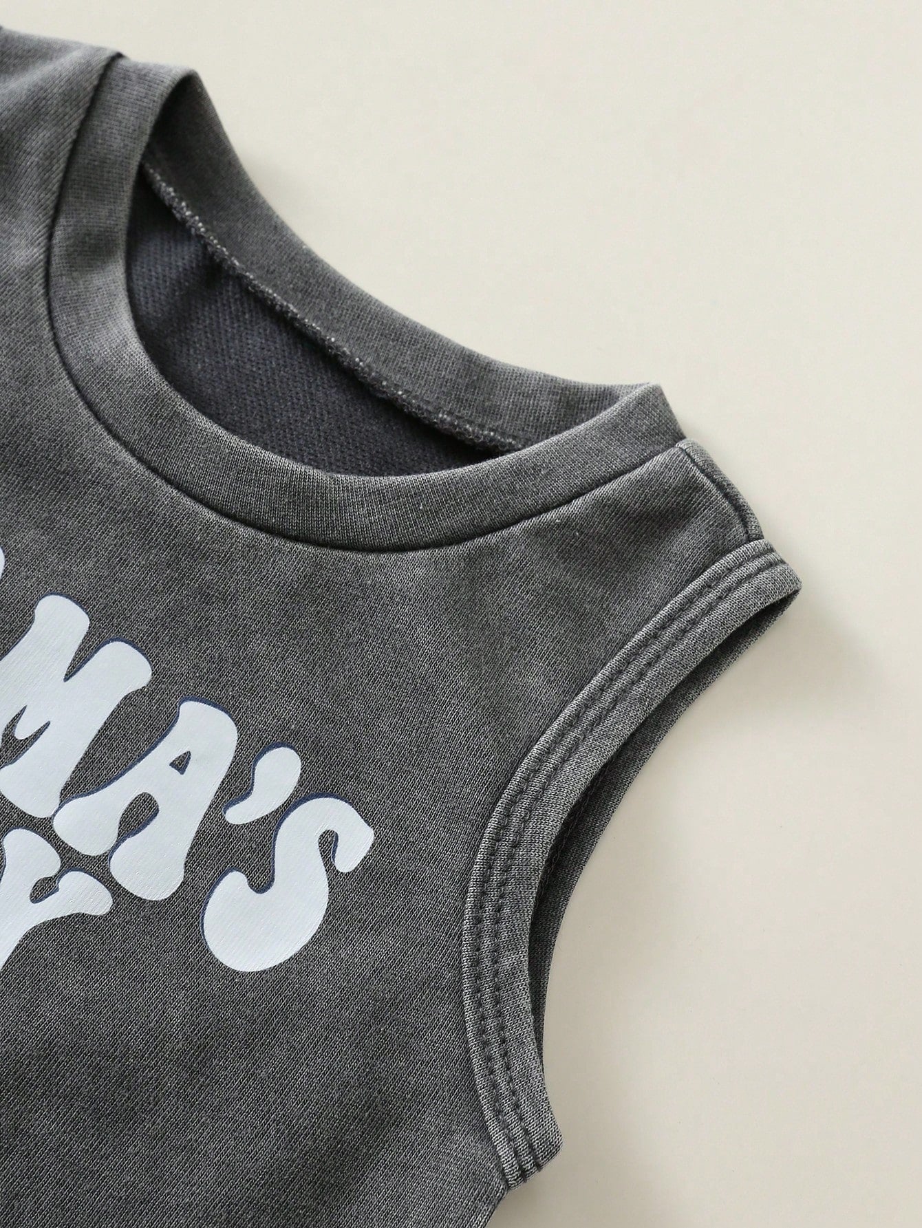 2pcs Boys Mama's Boy Tank Top & Distressed Denim Shorts - Slate | 2...