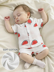 Baby Boys Watermelon Print Collar Shirt & Shorts Set - Isabelline