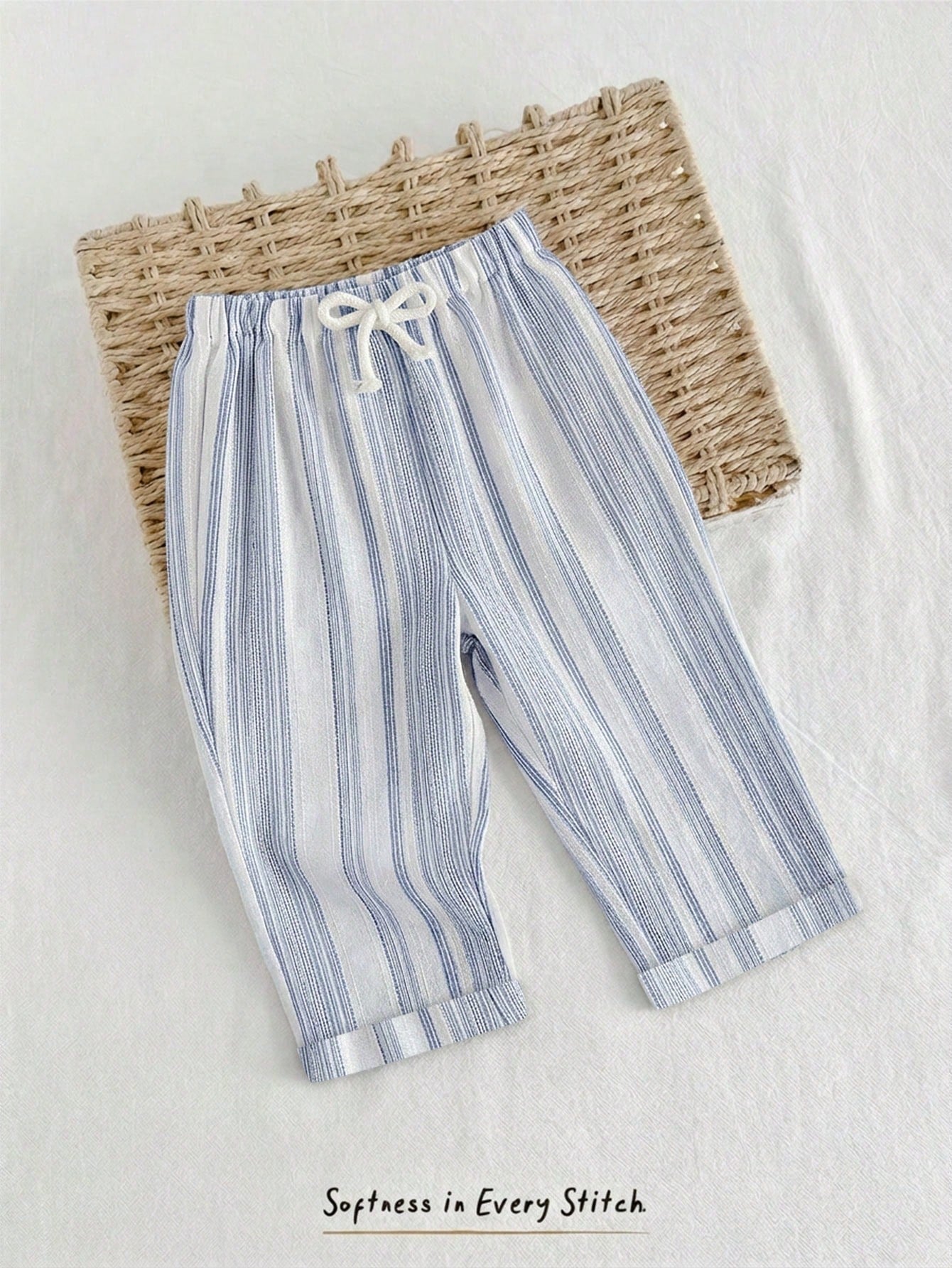 Boys Vertical Stripe Drawstring Tapered Trousers - Periwinkle | 21 ...