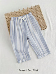 Boys Vertical Stripe Drawstring Tapered Trousers - Periwinkle | 21 ...