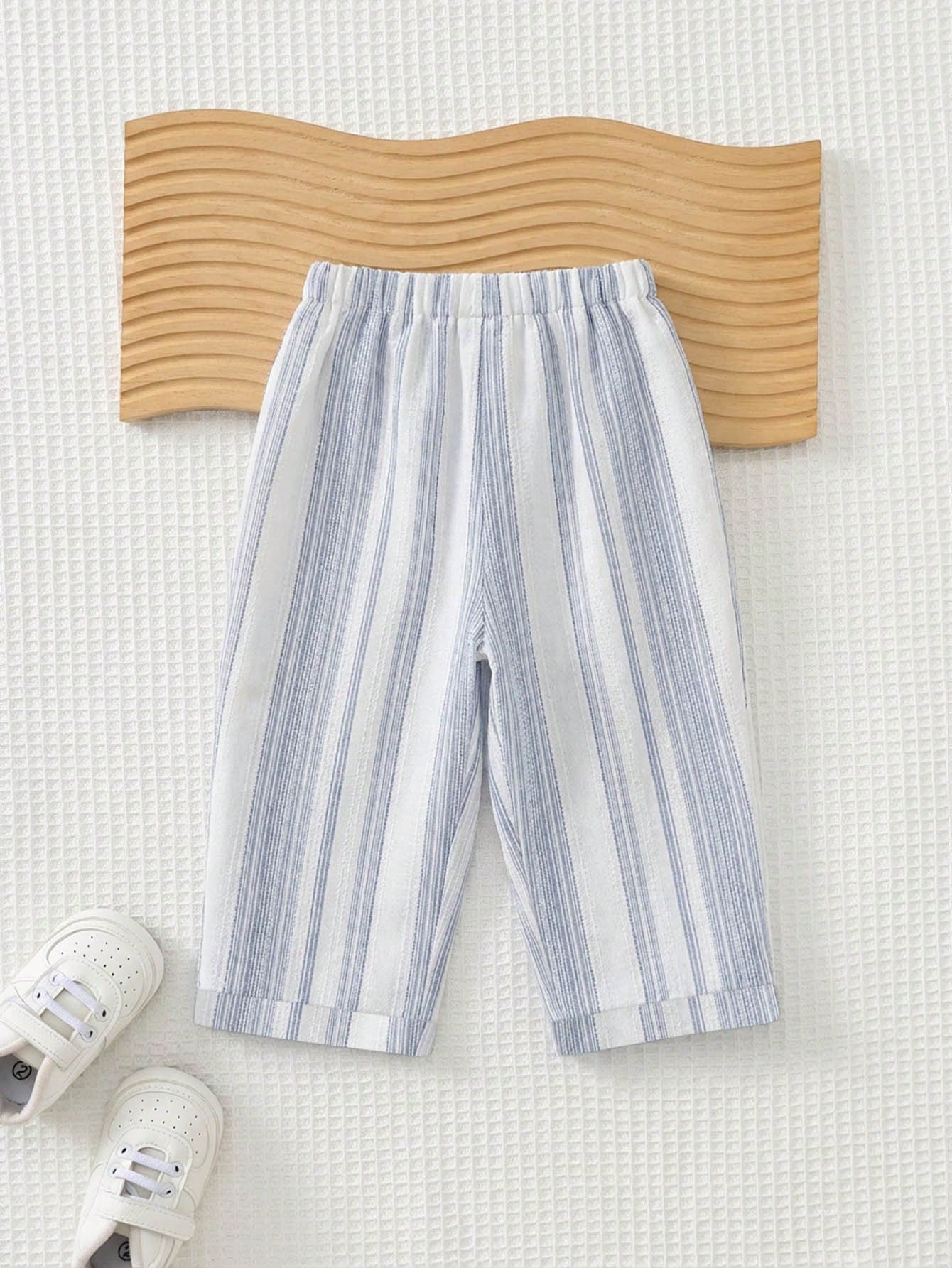 Boys Vertical Stripe Drawstring Tapered Trousers - Periwinkle | 21 ...