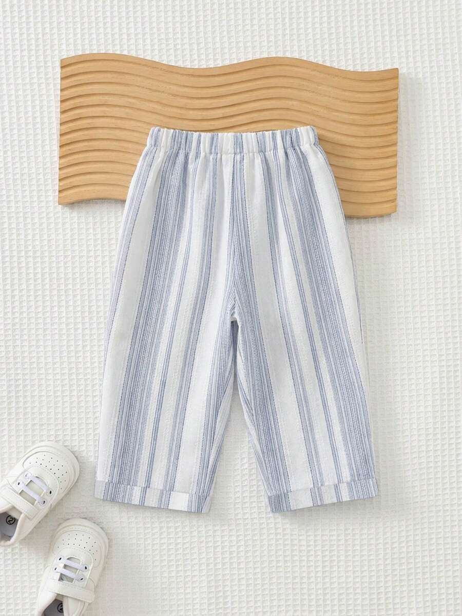 Boys Vertical Stripe Drawstring Tapered Trousers - Periwinkle | 21 ...