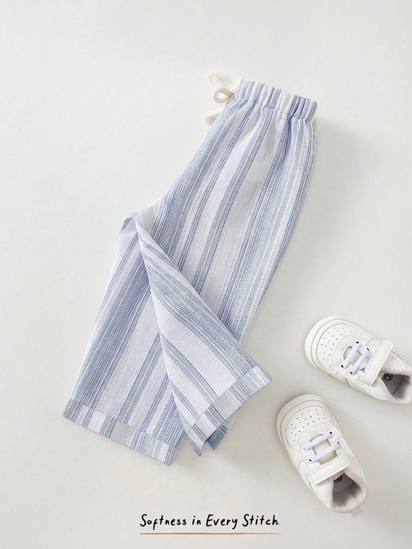 Boys Vertical Stripe Drawstring Tapered Trousers - Periwinkle | 21 ...