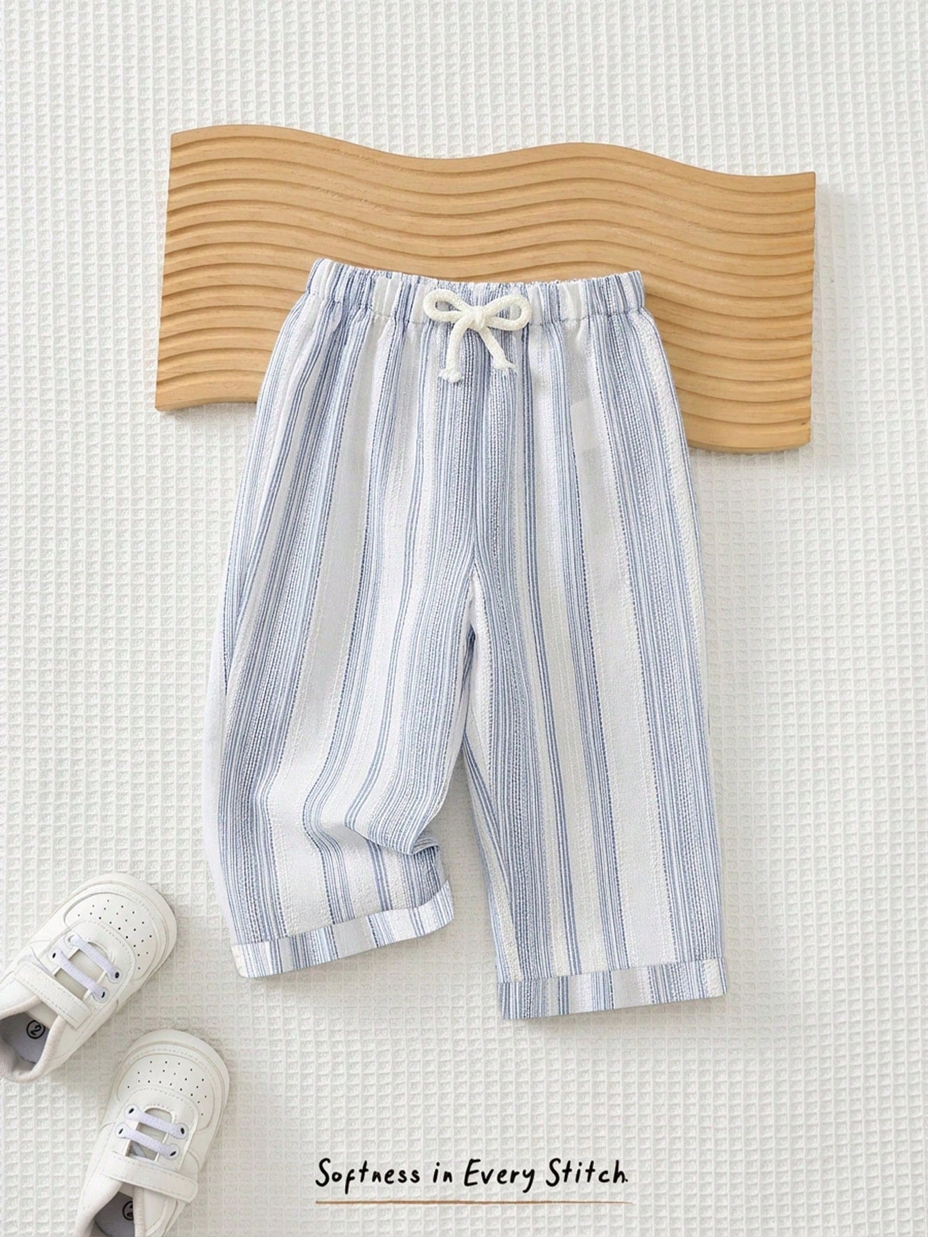 Boys Vertical Stripe Drawstring Tapered Trousers - Periwinkle | 21 ...