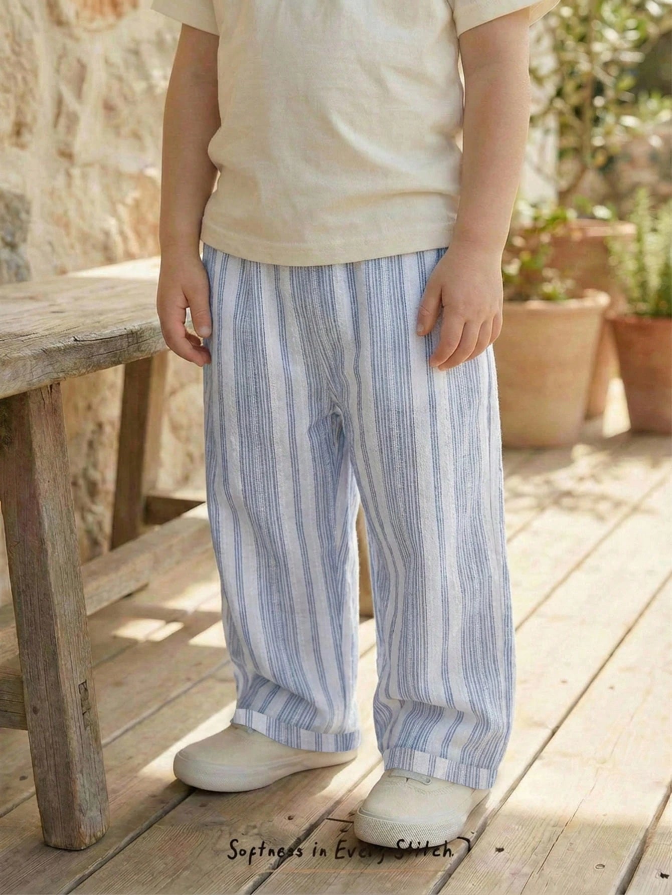 Boys Vertical Stripe Drawstring Tapered Trousers - Periwinkle | 21 ...