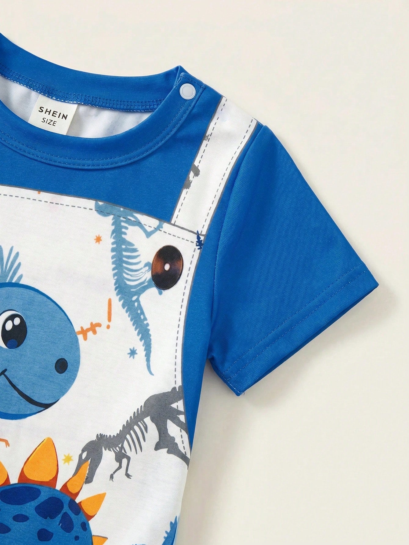 Boys Dinosaur Print Faux-Overall Short Romper - Cobalt | 21 Century...