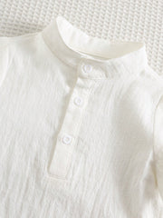 2pcs Unisex Cotton Henley Shirt & Trousers Set - Ivory | 21 Century...
