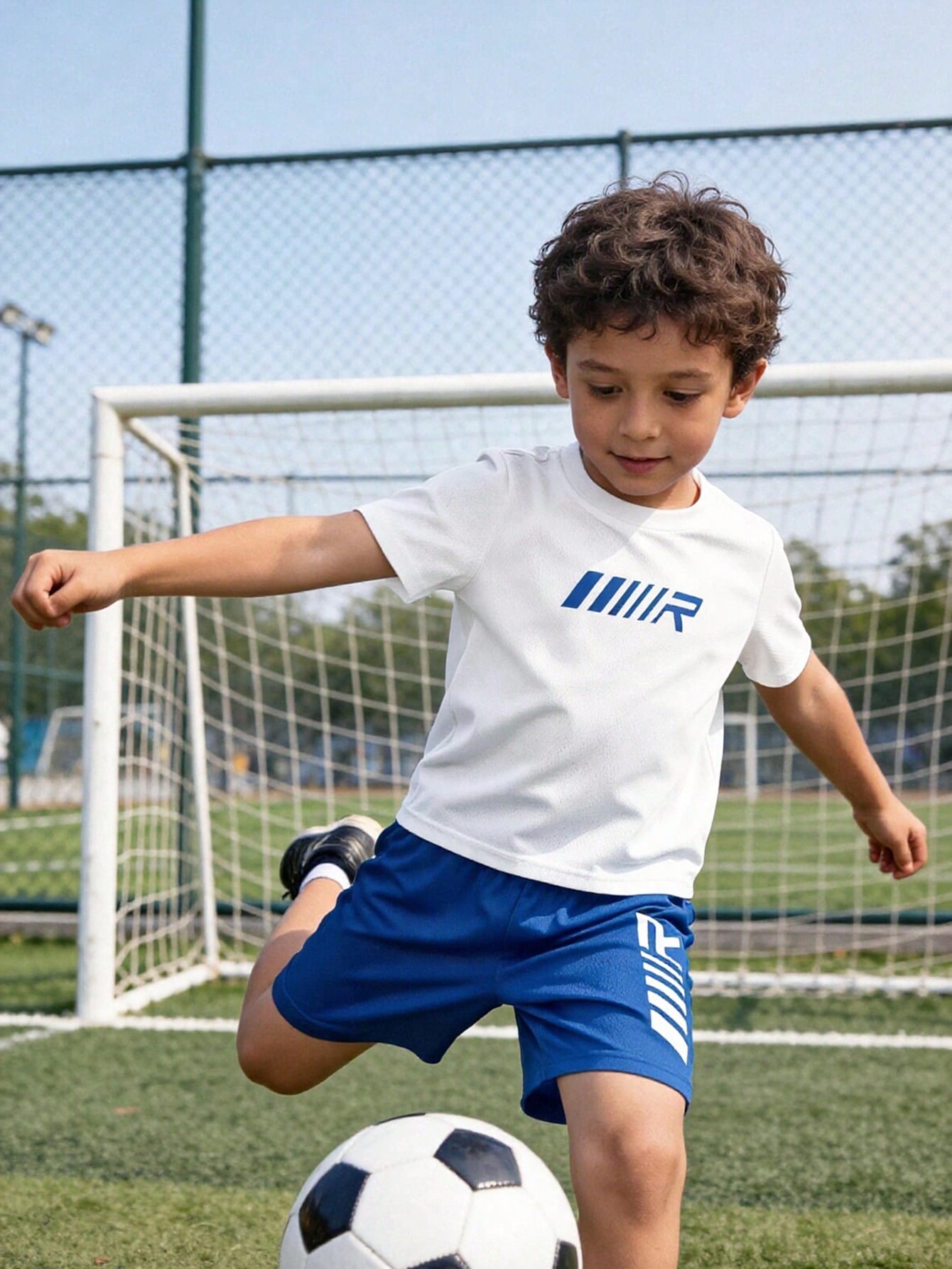 Boys Graphic Mesh Athletic Tee & Shorts Set - Cobalt
