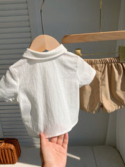 2pcs Baby Unisex Polo Shirt & Chino Shorts Set - Ivory | 21 Century...