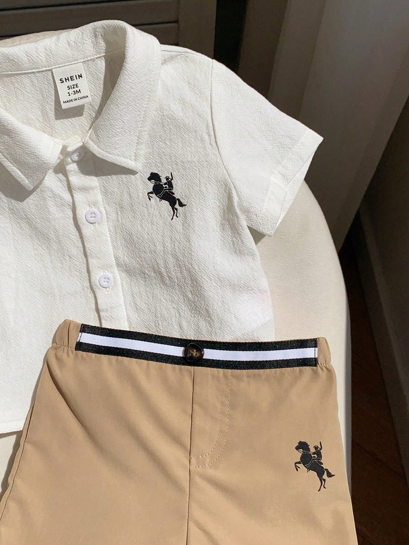2pcs Baby Unisex Polo Shirt & Chino Shorts Set - Ivory | 21 Century...