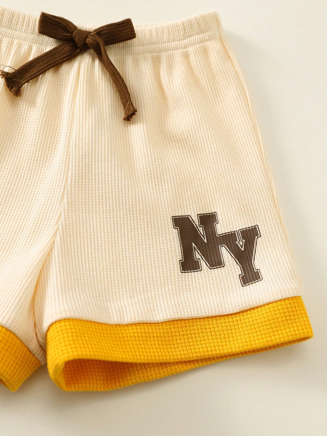 2pcs Boys Bear Graphic Waffle Tank Top & Shorts Set - Saffron | 21 ...